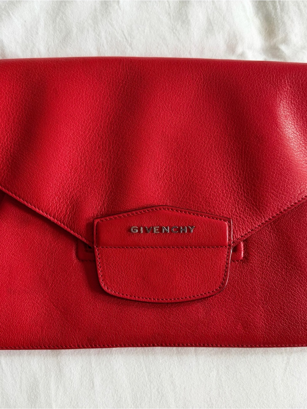Givenchy Red Leather Envelope Clutch